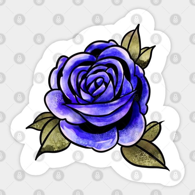 Watercolor blue rose Sticker by harrison gilber
